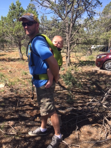 My amazing husband carried our enormous 6 month old throughout the park!
